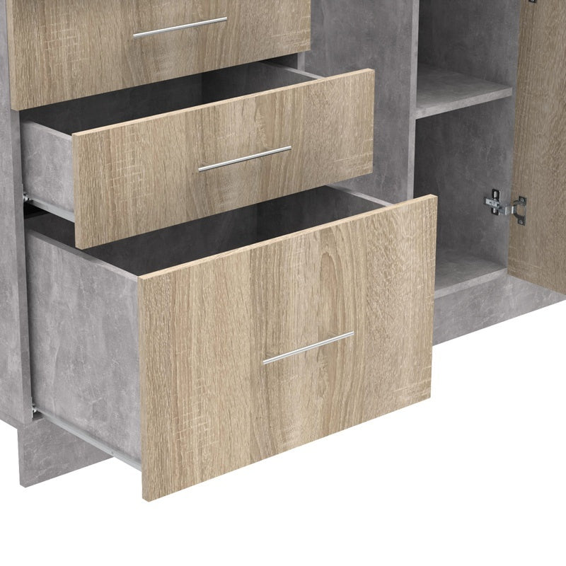 Festa ΙII kitchen unit melamine in sonoma and workbench in light grey color 140x60x85cm