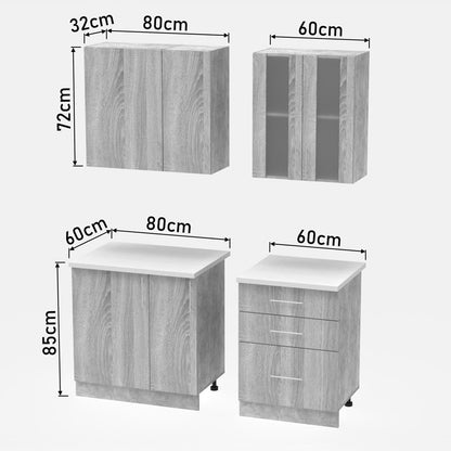 Festa ΙII kitchen unit melamine in sonoma and workbench in light grey color 140x60x85cm