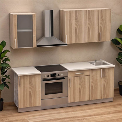 Festa ΙV kitchen unit melamine in sonoma and workbench in light grey color 160x60x85cm
