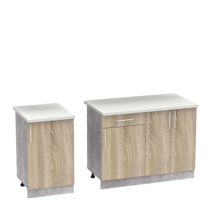 Festa ΙV kitchen unit melamine in sonoma and workbench in light grey color 160x60x85cm