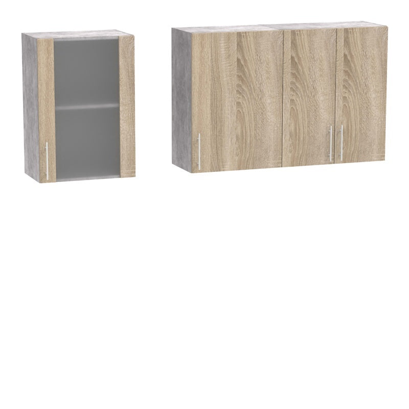 Festa ΙV kitchen unit melamine in sonoma and workbench in light grey color 160x60x85cm