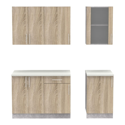 Festa ΙV kitchen unit melamine in sonoma and workbench in light grey color 160x60x85cm