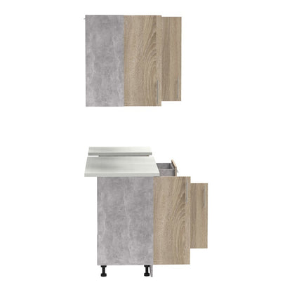 Festa ΙV kitchen unit melamine in sonoma and workbench in light grey color 160x60x85cm