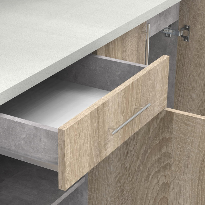 Festa ΙV kitchen unit melamine in sonoma and workbench in light grey color 160x60x85cm