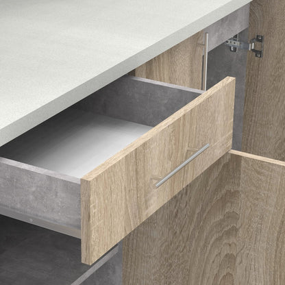 Festa ΙV kitchen unit melamine in sonoma and workbench in light grey color 160x60x85cm