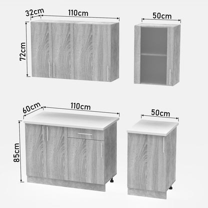 Festa ΙV kitchen unit melamine in sonoma and workbench in light grey color 160x60x85cm