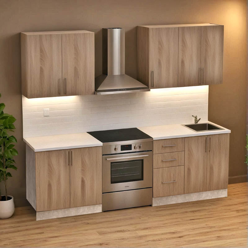 Festa V kitchen unit melamine in sonoma and workbench in light grey color 160x60x85cm