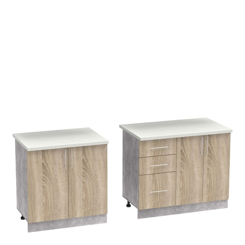 Festa V kitchen unit melamine in sonoma and workbench in light grey color 160x60x85cm