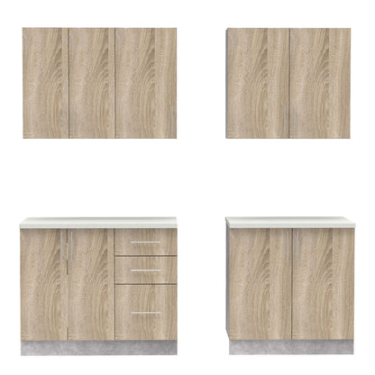 Festa V kitchen unit pakoworld melamine in sonoma color 160x60x85cm