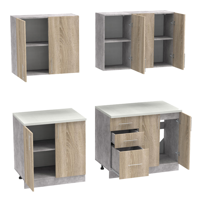 Festa V kitchen unit pakoworld melamine in sonoma color 160x60x85cm