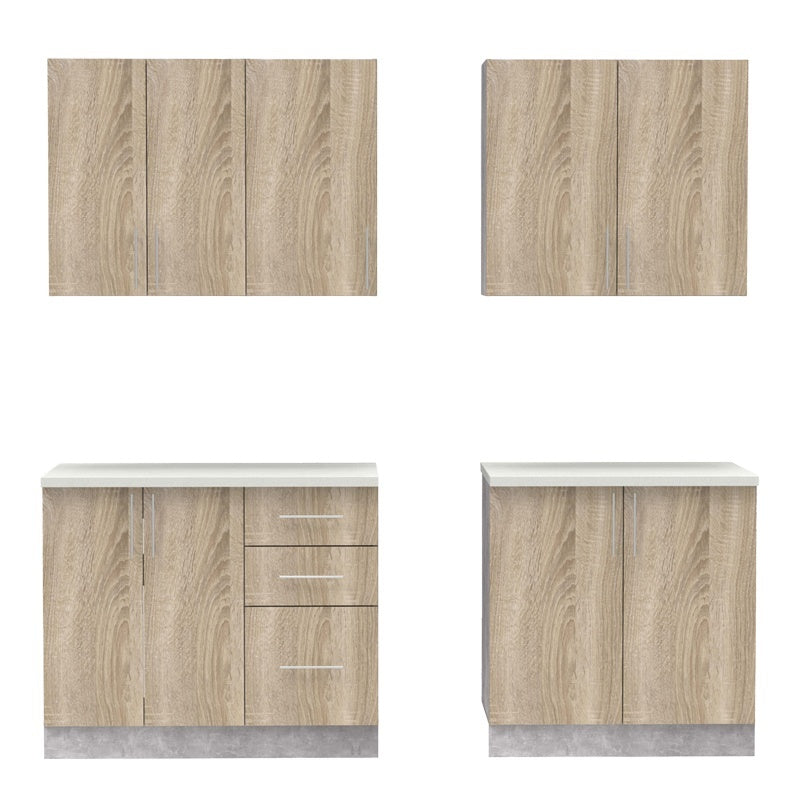 Festa V kitchen unit melamine in sonoma and workbench in light grey color 160x60x85cm