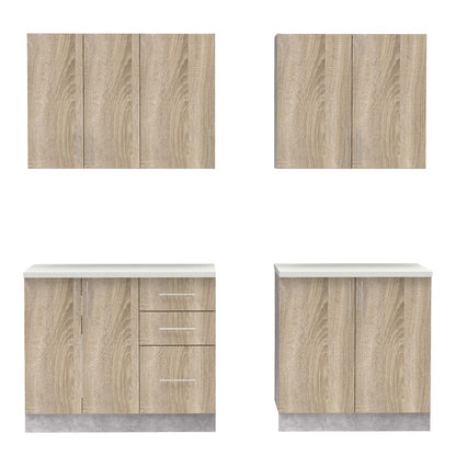 Festa V kitchen unit melamine in sonoma and workbench in light grey color 160x60x85cm