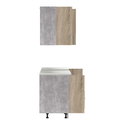 Festa V kitchen unit pakoworld melamine in sonoma color 160x60x85cm