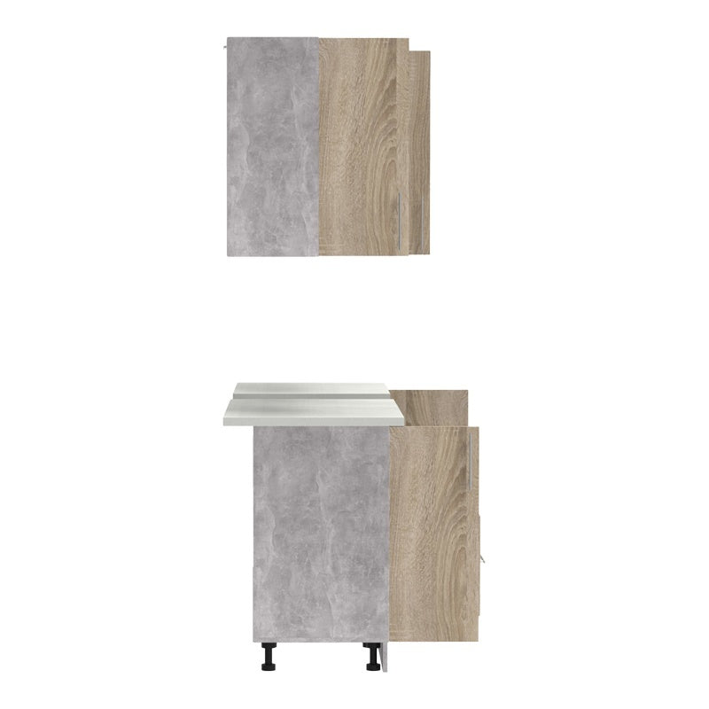 Festa V kitchen unit melamine in sonoma and workbench in light grey color 160x60x85cm