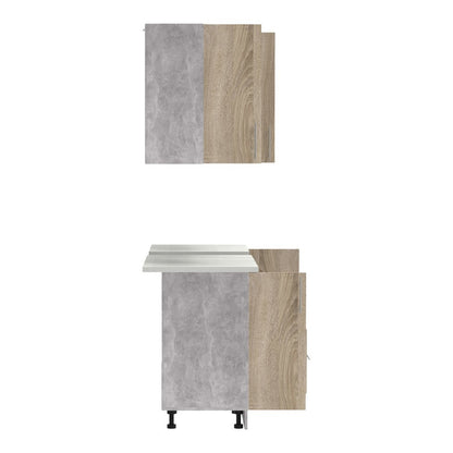 Festa V kitchen unit melamine in sonoma and workbench in light grey color 160x60x85cm