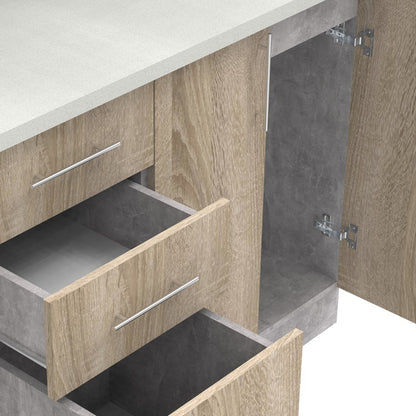 Festa V kitchen unit melamine in sonoma and workbench in light grey color 160x60x85cm