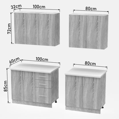 Festa V kitchen unit melamine in sonoma and workbench in light grey color 160x60x85cm