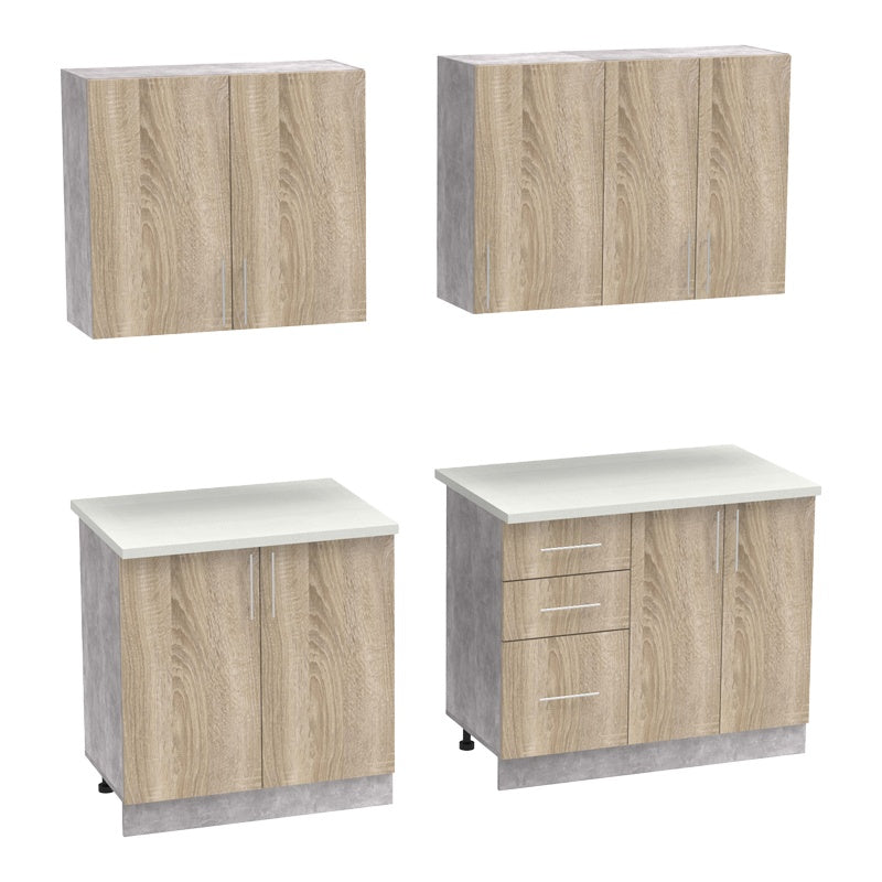 Festa V kitchen unit melamine in sonoma and workbench in light grey color 160x60x85cm