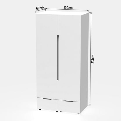 Double Wardrobe Afina pakoworld mdf in white glossy color 100x57x213cm