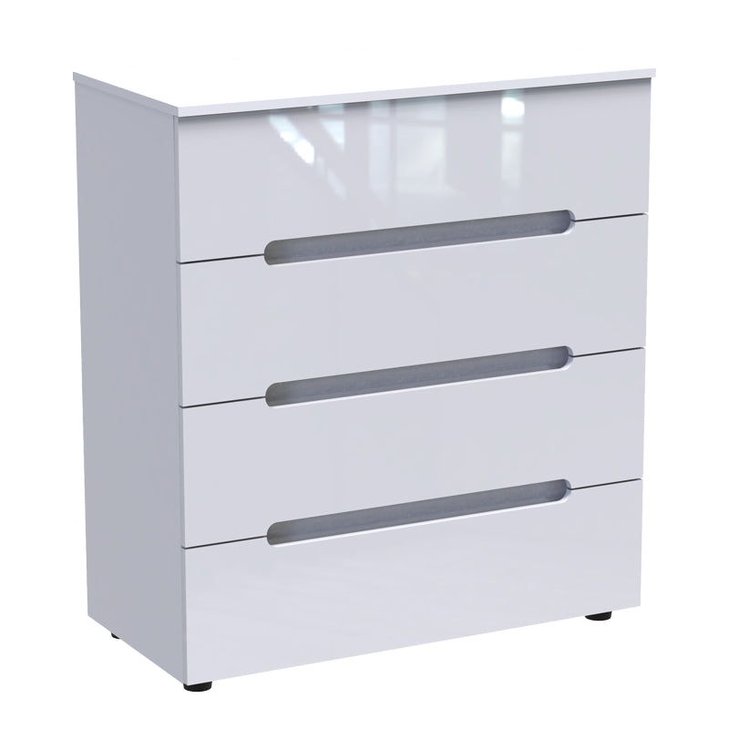 Chest of drawers Afina pakoworld mdf in white glossy color 90x44x101cm