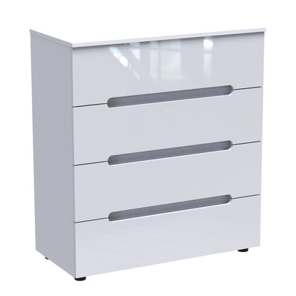 Chest of drawers Afina pakoworld mdf in white glossy color 90x44x101cm