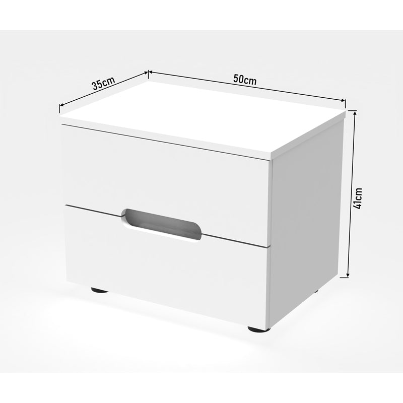 Afina bedside table pakoworld mdf in white glossy color 50x35x41cm