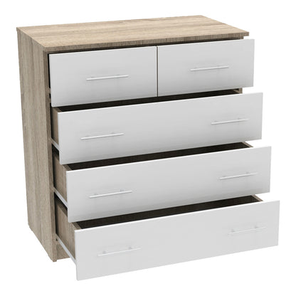 Chest of drawers Kumode pakoworld in sonoma-white color 80x45x85cm