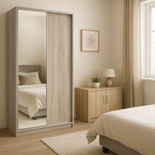 Korredor two-leaf sliding wardrobe with mirror in sonoma color 120x60x220cm