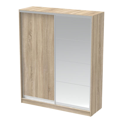 Aparador two-leaf sliding wardrobe with mirror in sonoma color 180x60x220cm