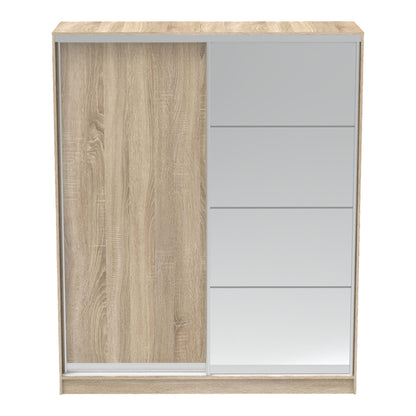 Aparador pakoworld two-leaf sliding wardrobe with mirror in sonoma color 180x60x220cm