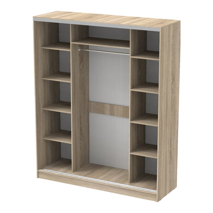 Aparador two-leaf sliding wardrobe with mirror in sonoma color 180x60x220cm