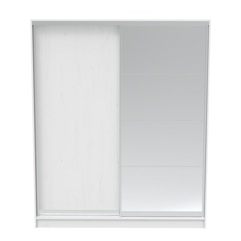 Aparador pakoworld two-leaf sliding wardrobe with mirror in white color 180x60x220cm