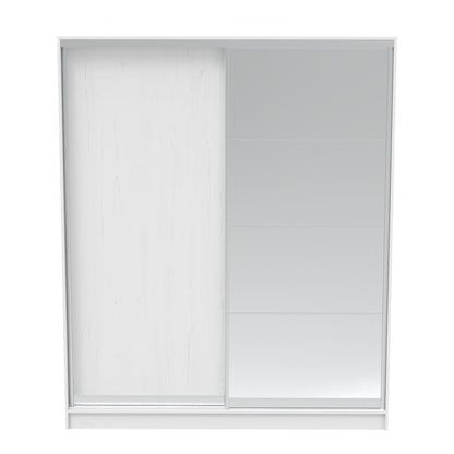 Aparador pakoworld two-leaf sliding wardrobe with mirror in white color 180x60x220cm