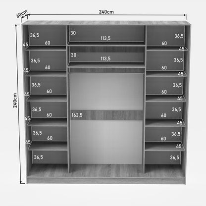 Aparador I two-leaf sliding wardrobe with mirror in sonoma color 240x60x240cm
