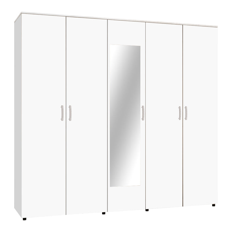 Luna pakoworld five-leaf wardrobe with mirror in white color 220x52x200cm
