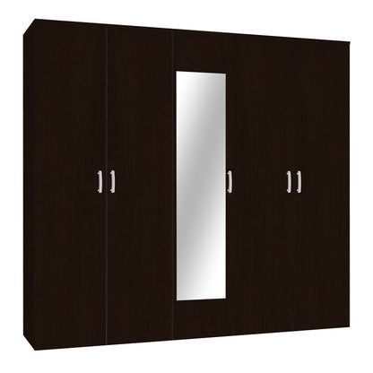 Luna pakoworld five-leaf wardrobe with mirror in wenge color 220x52x200cm