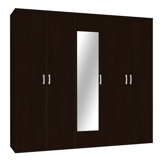 Luna pakoworld five-leaf wardrobe with mirror in wenge color 220x52x200cm