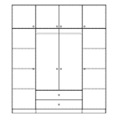 Royal four-leaf wardrobe with drawers in sonoma shade 200x58x230cm