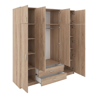 Royal four-leaf wardrobe with drawers in sonoma shade 200x58x230cm