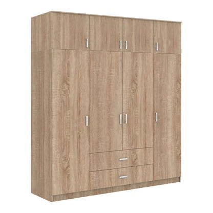 Royal four-leaf wardrobe with drawers in sonoma shade 200x58x230cm
