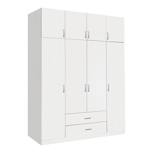 Royal pakoworld four-leaf wardrobe with drawers in white shade 200x58x230cm