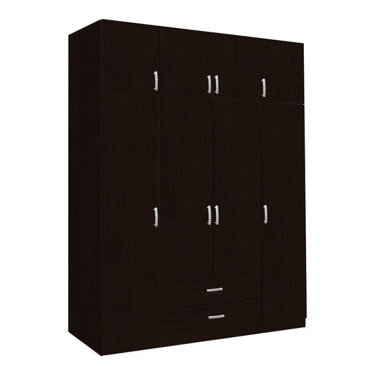 Royal pakoworld four-leaf wardrobe with drawers in wenge shade 200x58x230cm