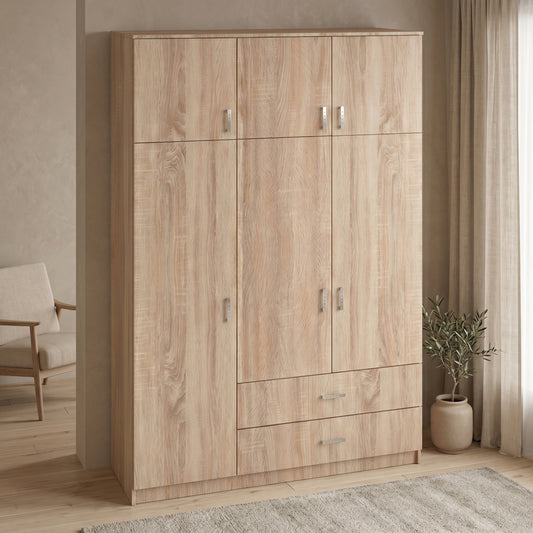 Three-leaf wardrobe with drawers Royal in sonoma shade 150x58x230cm