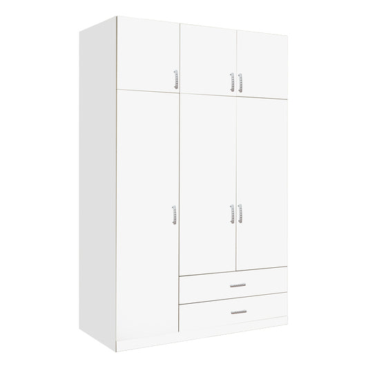 Three-leaf wardrobe with drawers Royal pakoworld in white shade 150x58x230cm