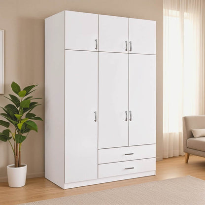 Three-leaf wardrobe with drawers Royal in white shade 150x58x230cm