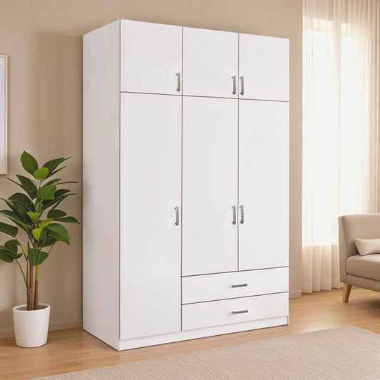 Three-leaf wardrobe with drawers Royal in white shade 150x58x230cm