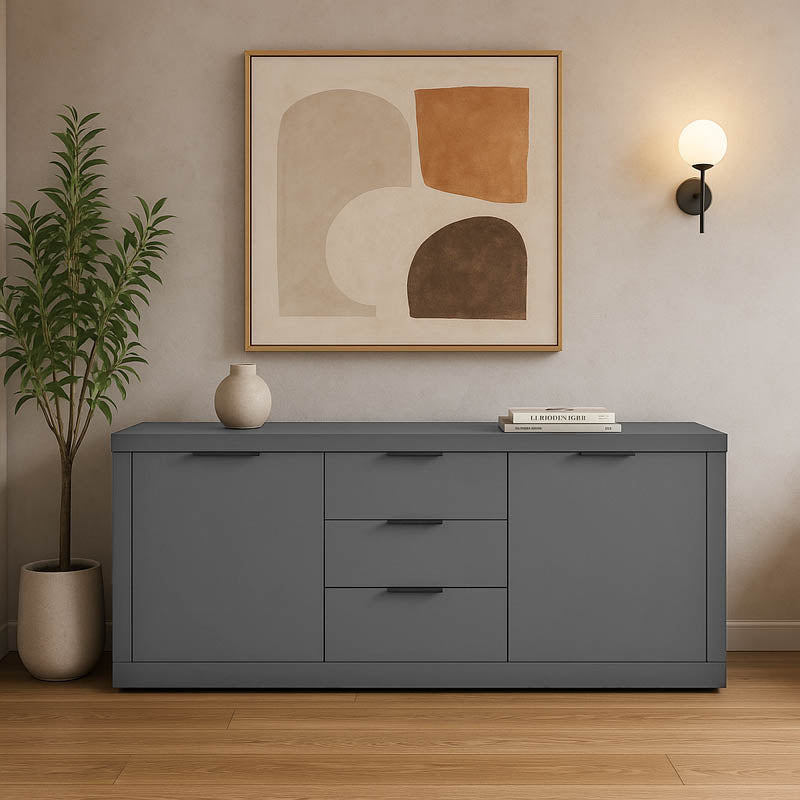 Doha sideboard in dark grey color 180x45x80.5cm