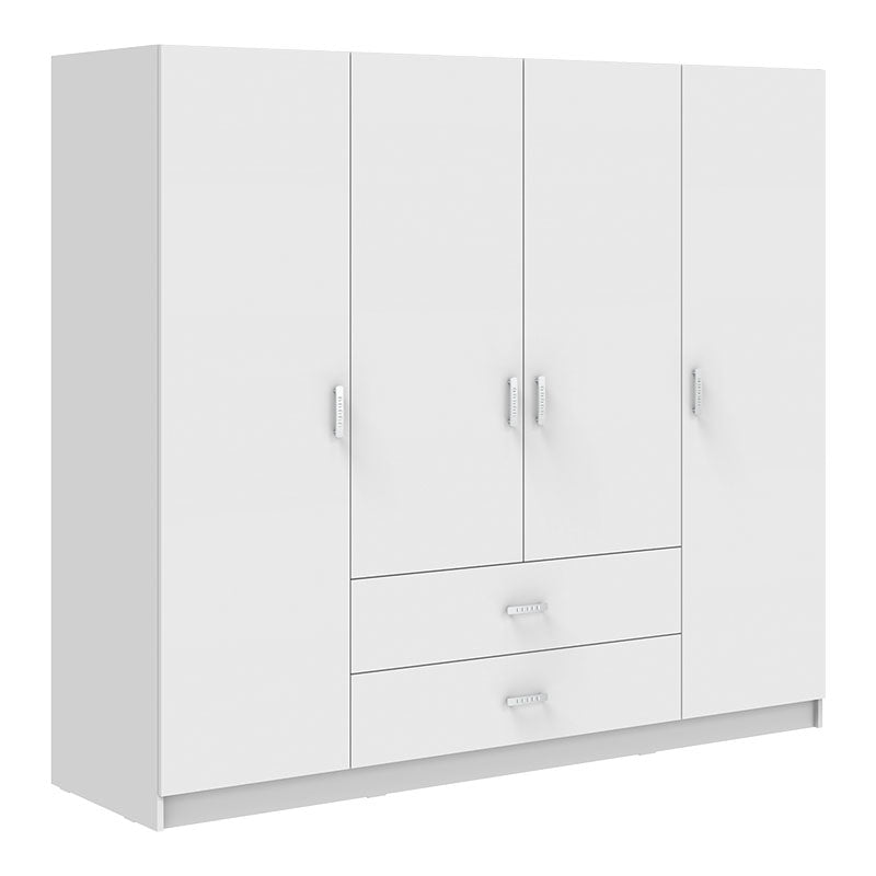 Royal four-leaf wardrobe with drawers and loft white 200x58x230cm
