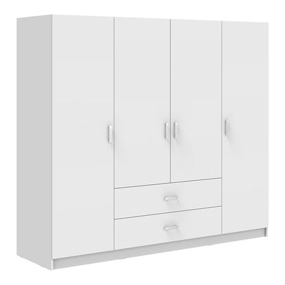 Royal four-leaf wardrobe with drawers and loft white 200x58x230cm