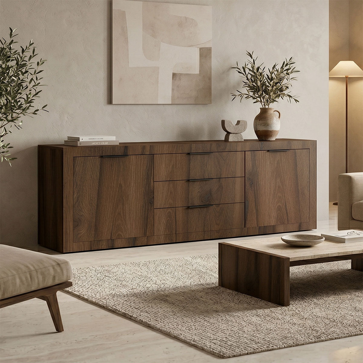 Doha buffet walnut with oak 210x45x80.5cm